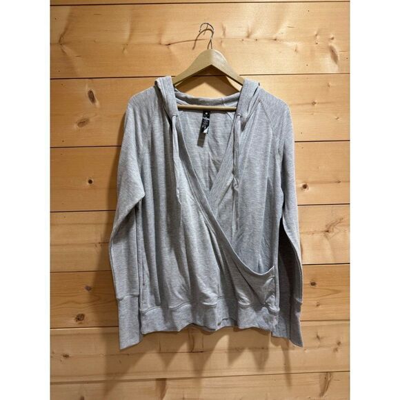 Yogalicious Women's Gray Pullover Hoodie V Neck Long Sleeve XL - Picture 1 of 7